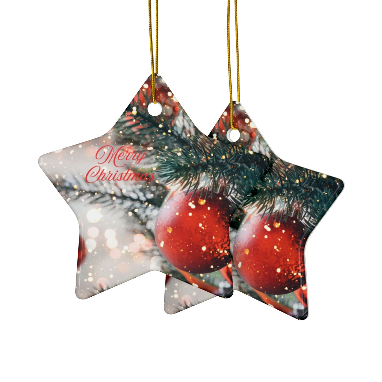 Festive Ceramic Ornaments - Double-Sided Christmas Decorations, Holiday Gift, Tree Ornaments, Seasonal Decor, Merry Christmas