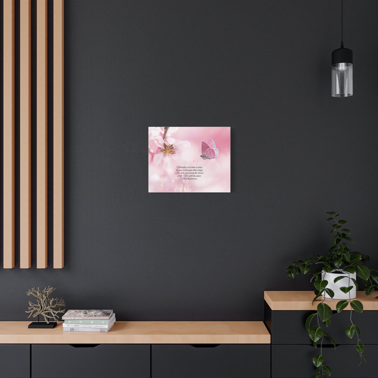 Pink Butterfly Canvas Wall Art, Inspiring Home Decor, Floral Artwork, Gift for Nature Lovers, Spring Decor