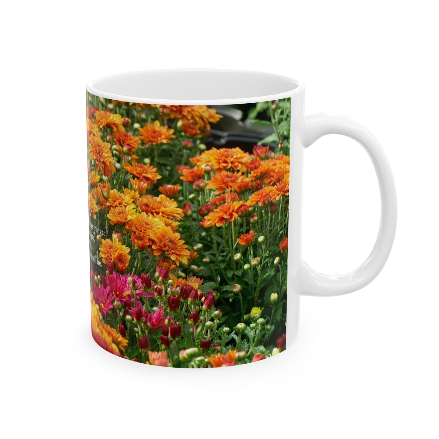 Blossom Grove Ceramic Mug, Floral Coffee Cup, Spring Morning Mug, Gift for Plant Lovers, Inspirational Quote Drinkware