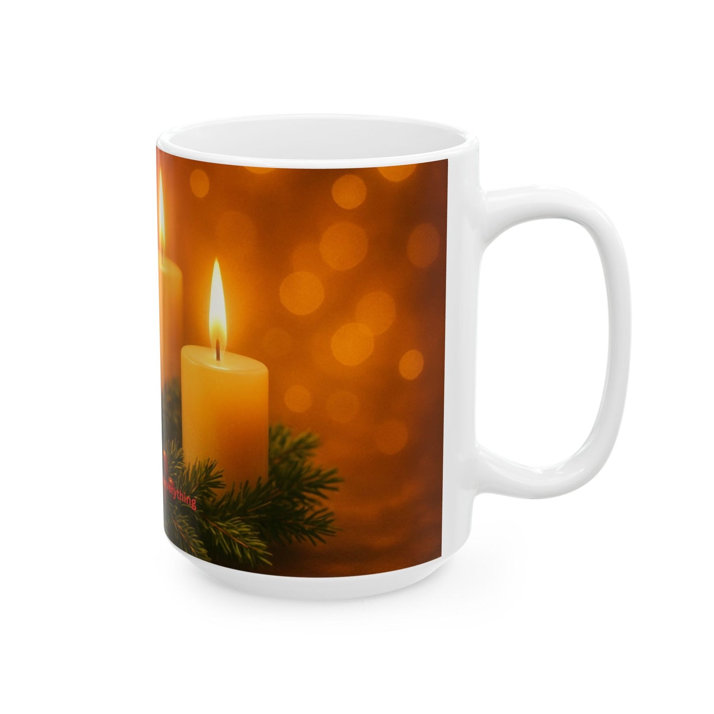 Christmas Candle Ceramic Mug - Cozy Holiday Tea Coffee Cup (11oz & 15oz)