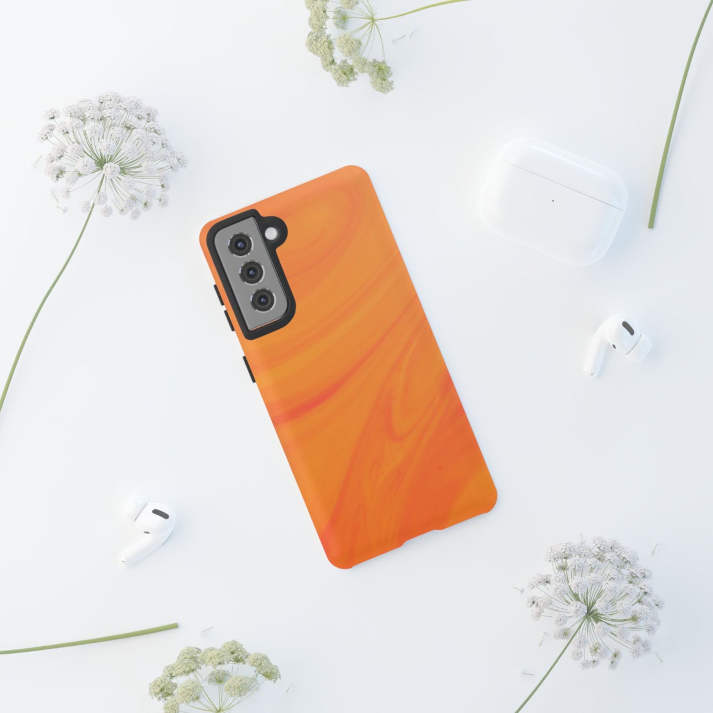 Tough Cases, Beautiful Orange Marble Design