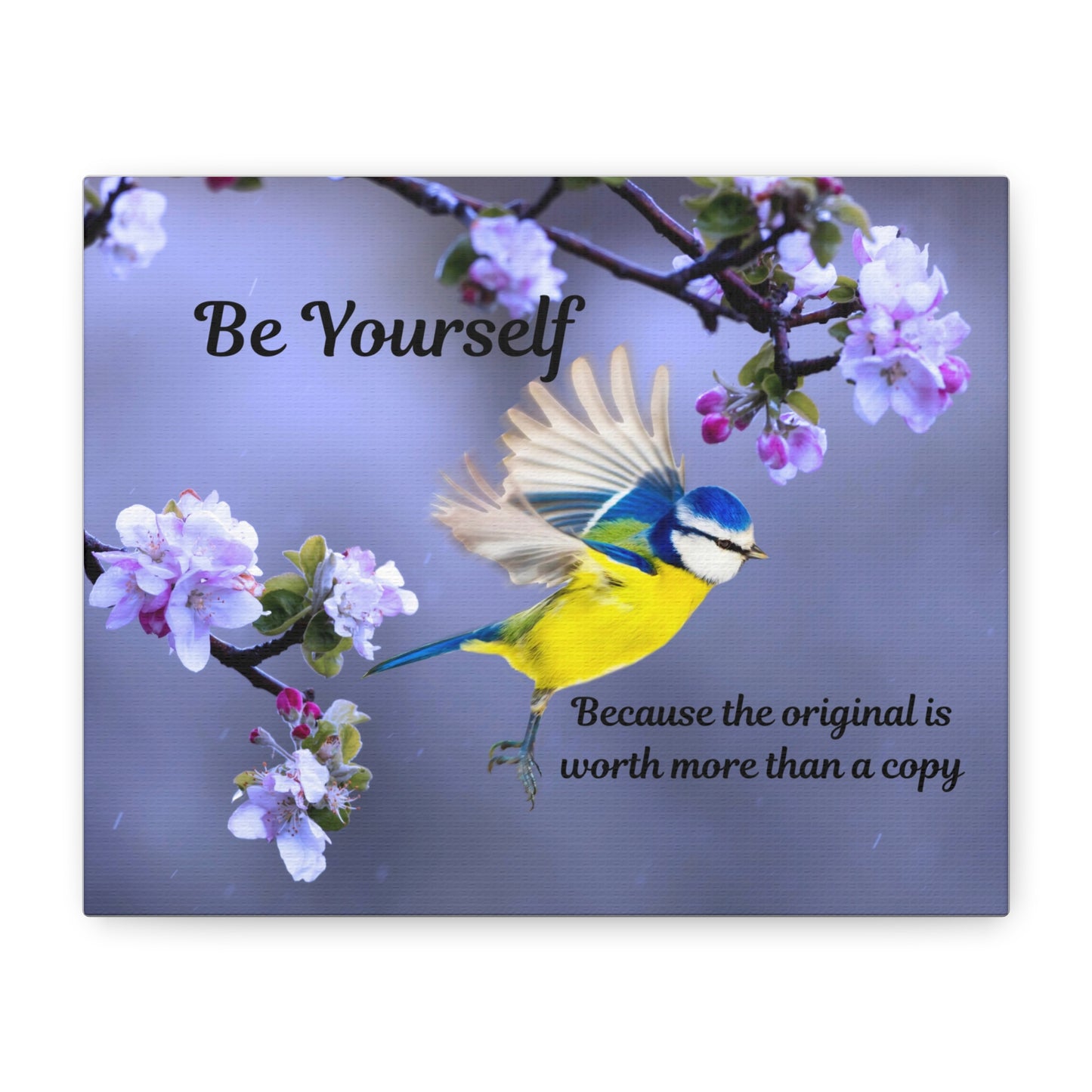Inspirational Bird Canvas Wall Art, Be Yourself Quote, Home Decor, Nature Lover Gift, Motivational Artwork, Unique Gift for Her