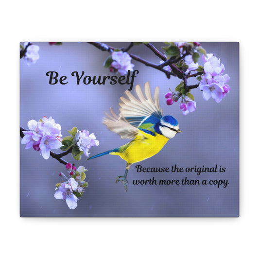 Inspirational Bird Canvas Wall Art, Be Yourself Quote, Home Decor, Nature Lover Gift, Motivational Artwork, Unique Gift for Her