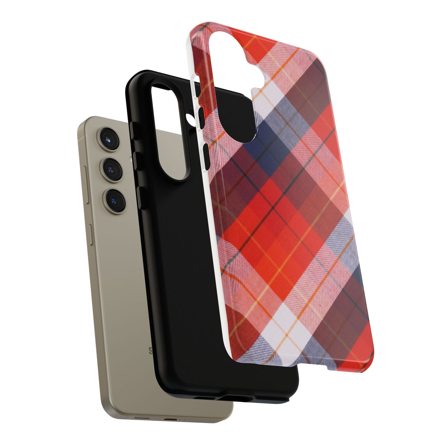 Tough Cases, Beautiful Red, White & Blue Plaid Design