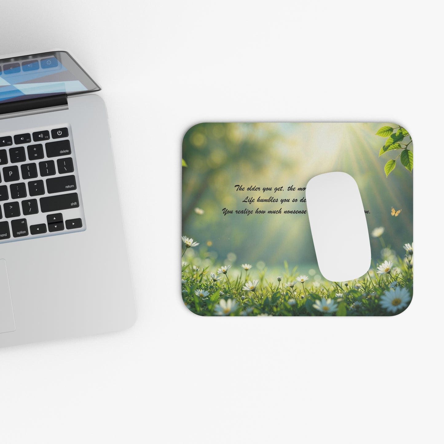 Sunlit Daisy Mouse Pad — Inspirational Quote Desk Mat