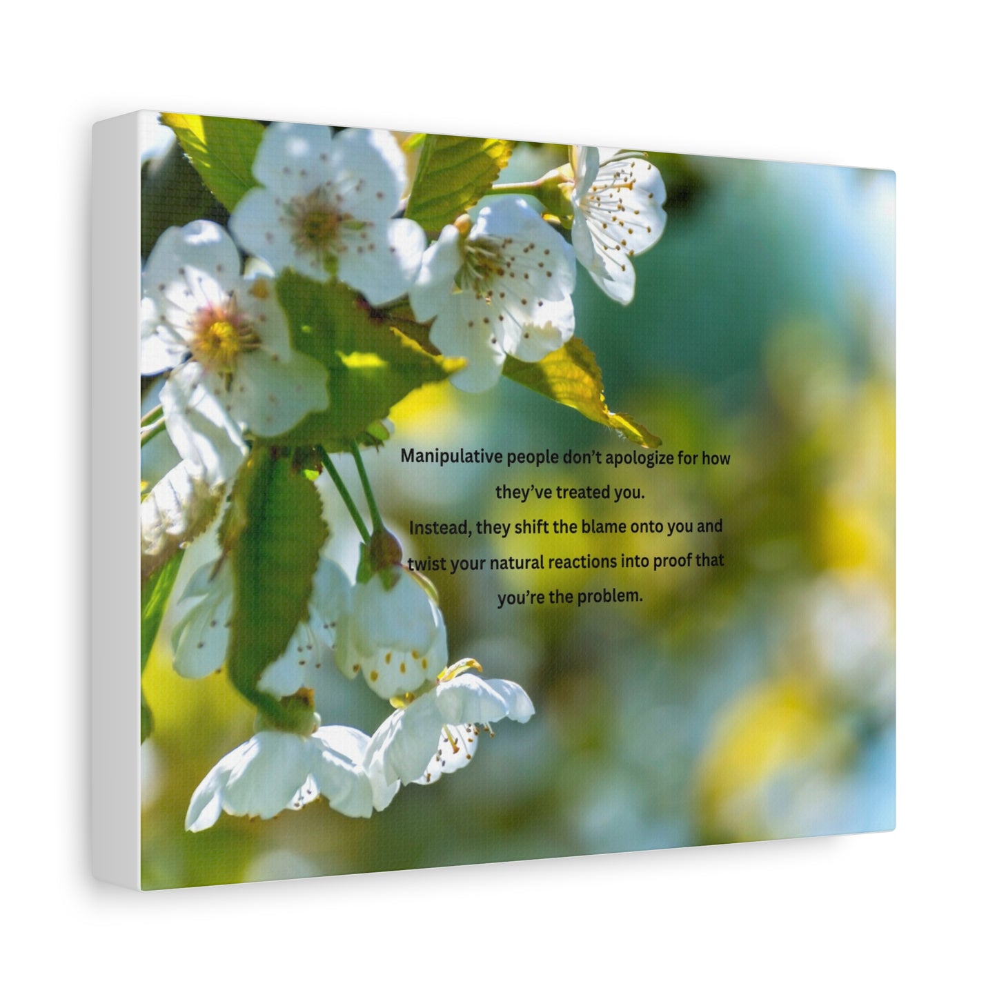 Inspirational Floral Canvas Wall Art — "Manipulative people don't apologize" Quote