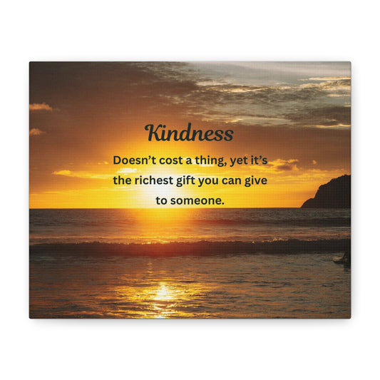 Kindness Quote Sunset Canvas Wall Art — Inspirational Matte Stretched Canvas