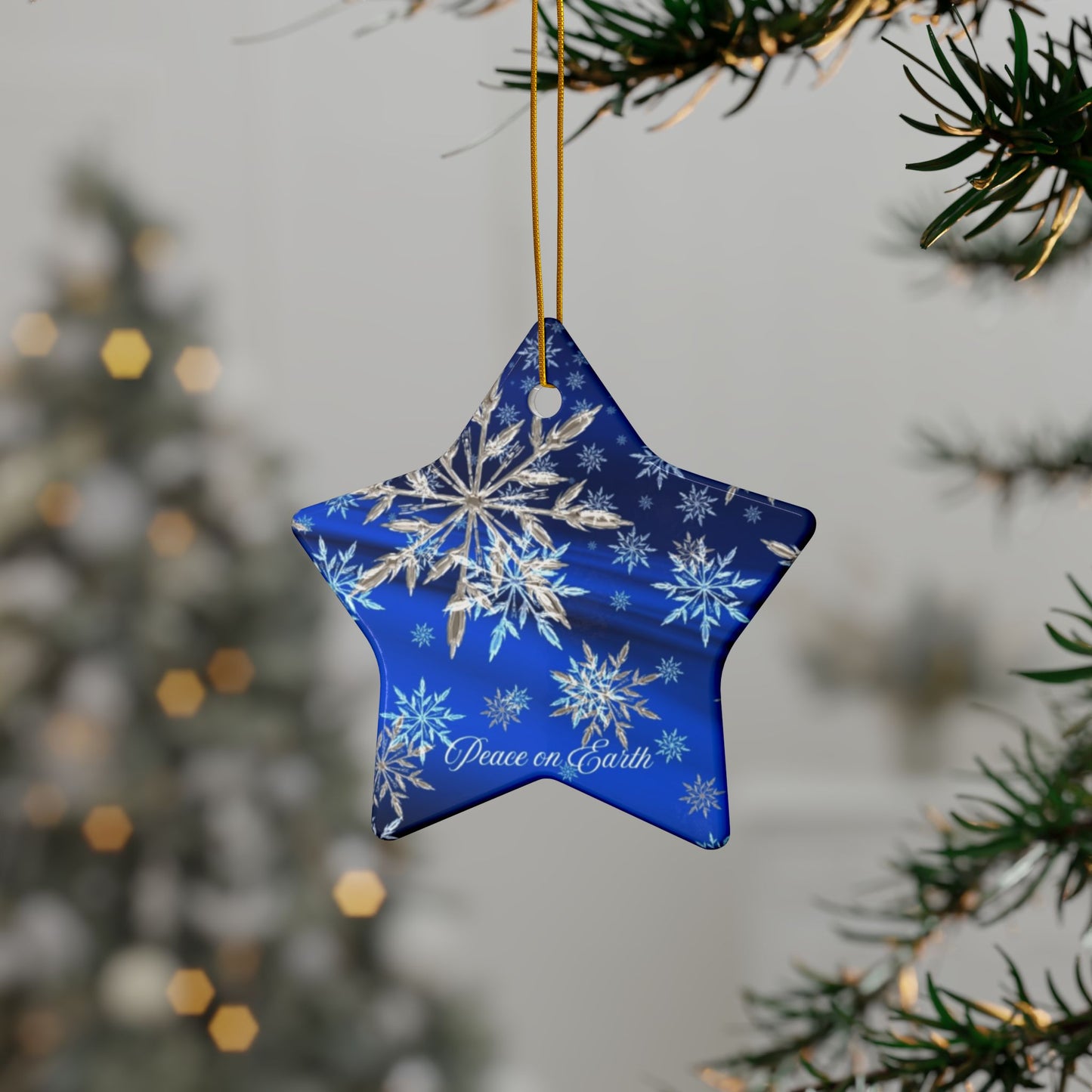 Ceramic Ornaments with Snowflake Design - Peace on Earth, Holiday Decor, Christmas, Winter Wonderland, Gift Ornament