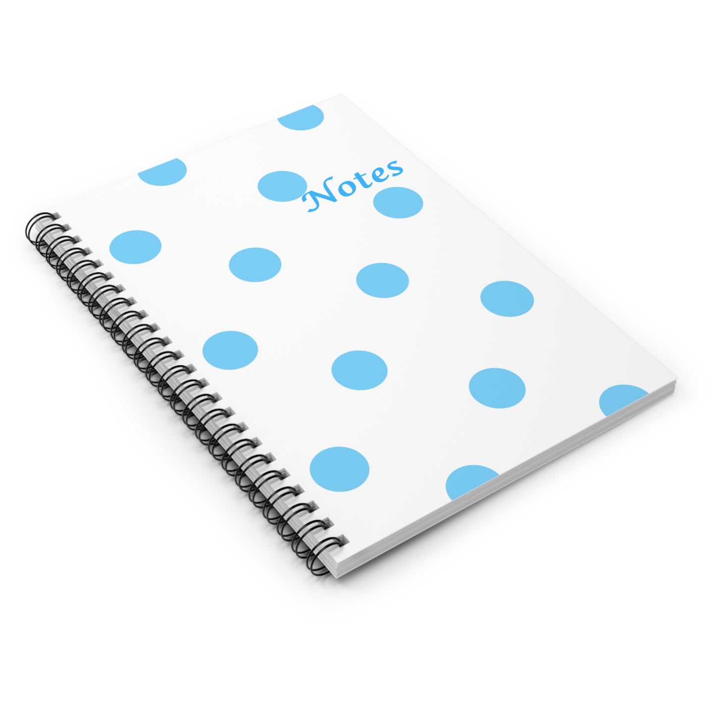 Blue Polka Dot Notes Spiral Notebook — Ruled Lined Journal for School & Office