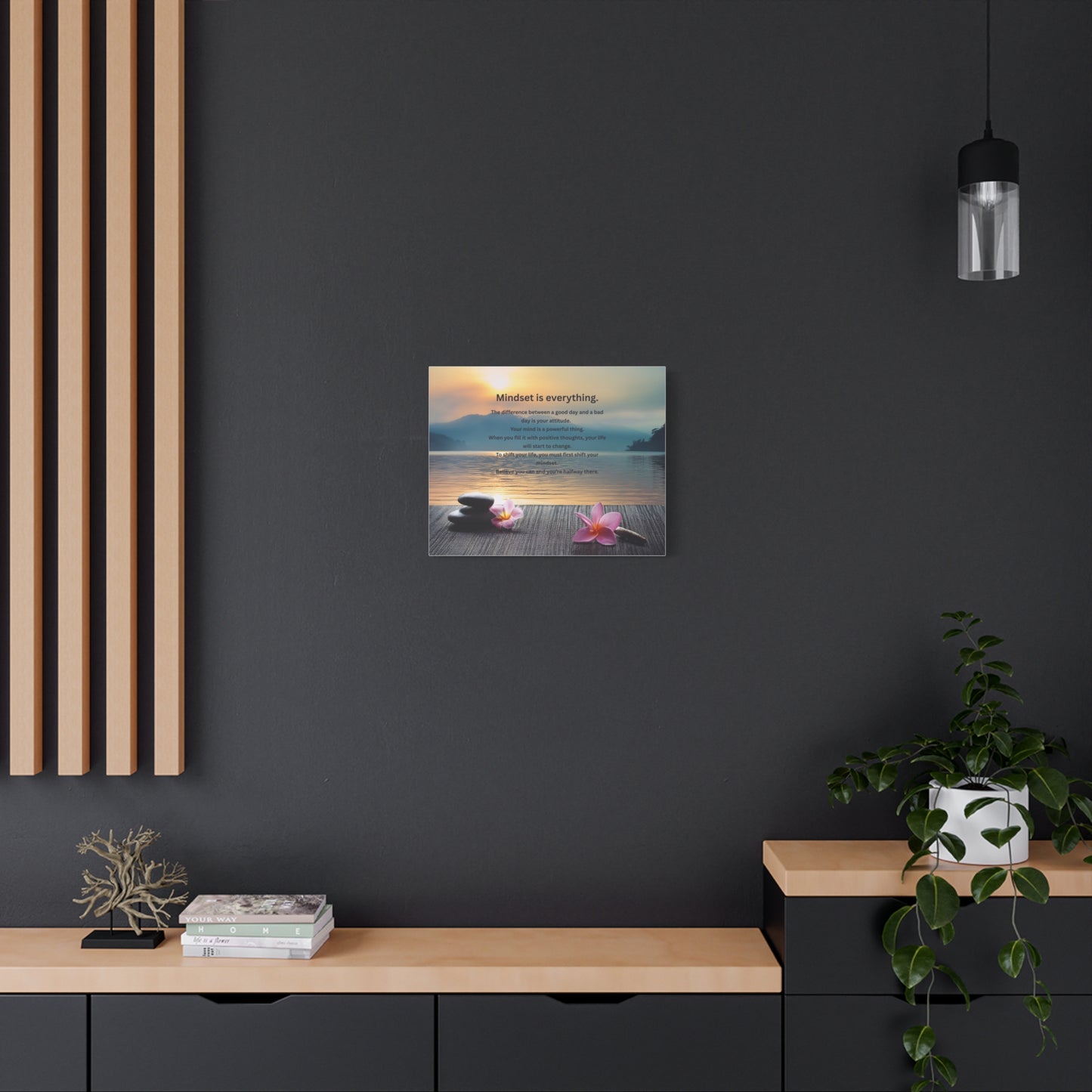 Canvas Wall Art - "Mindset is Everything" Inspirational Zen Sunset Quote