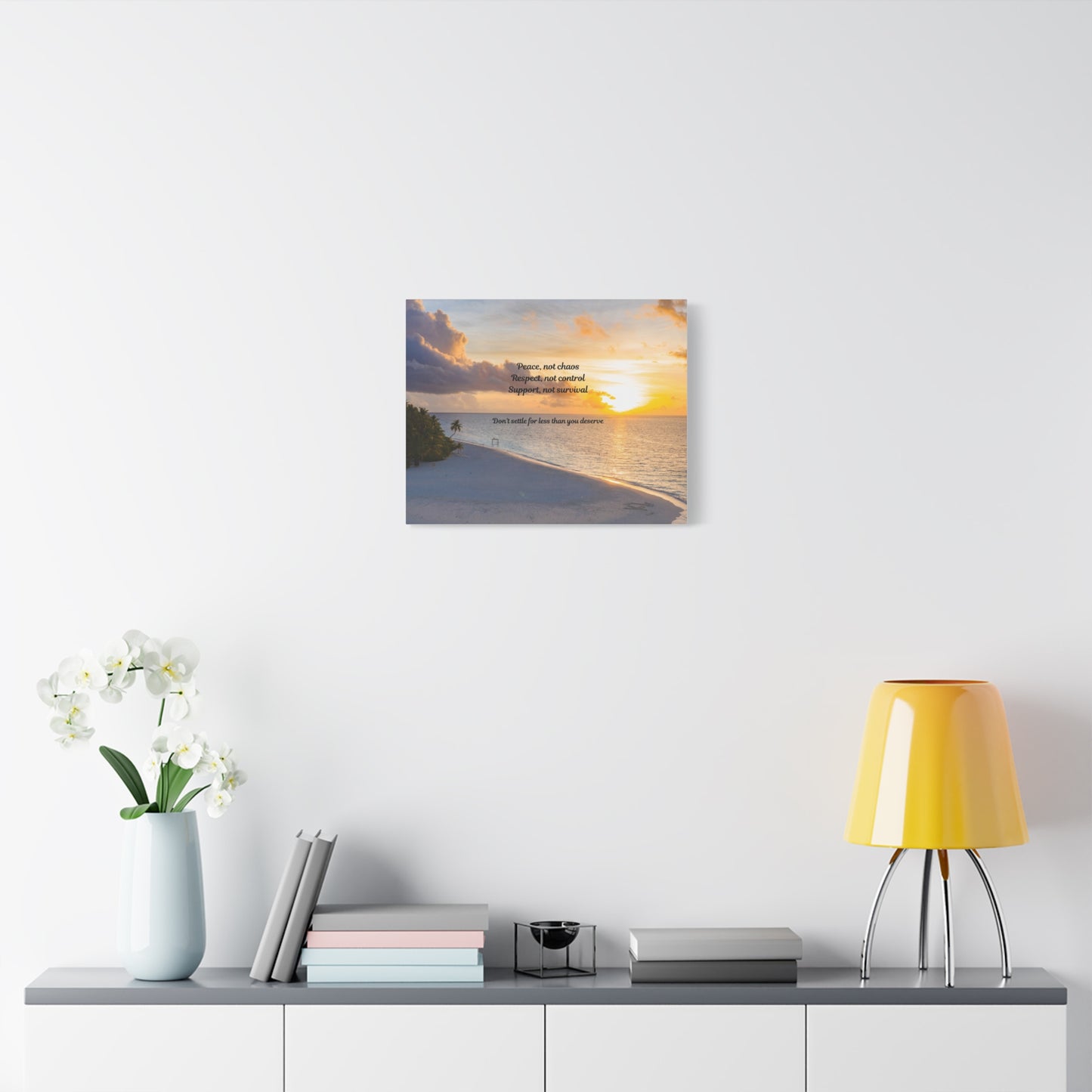 Inspirational Wall Art Canvas Print, Motivational Home Decor, Beach Sunset Art, Gift for Her, Positive Affirmation Decor