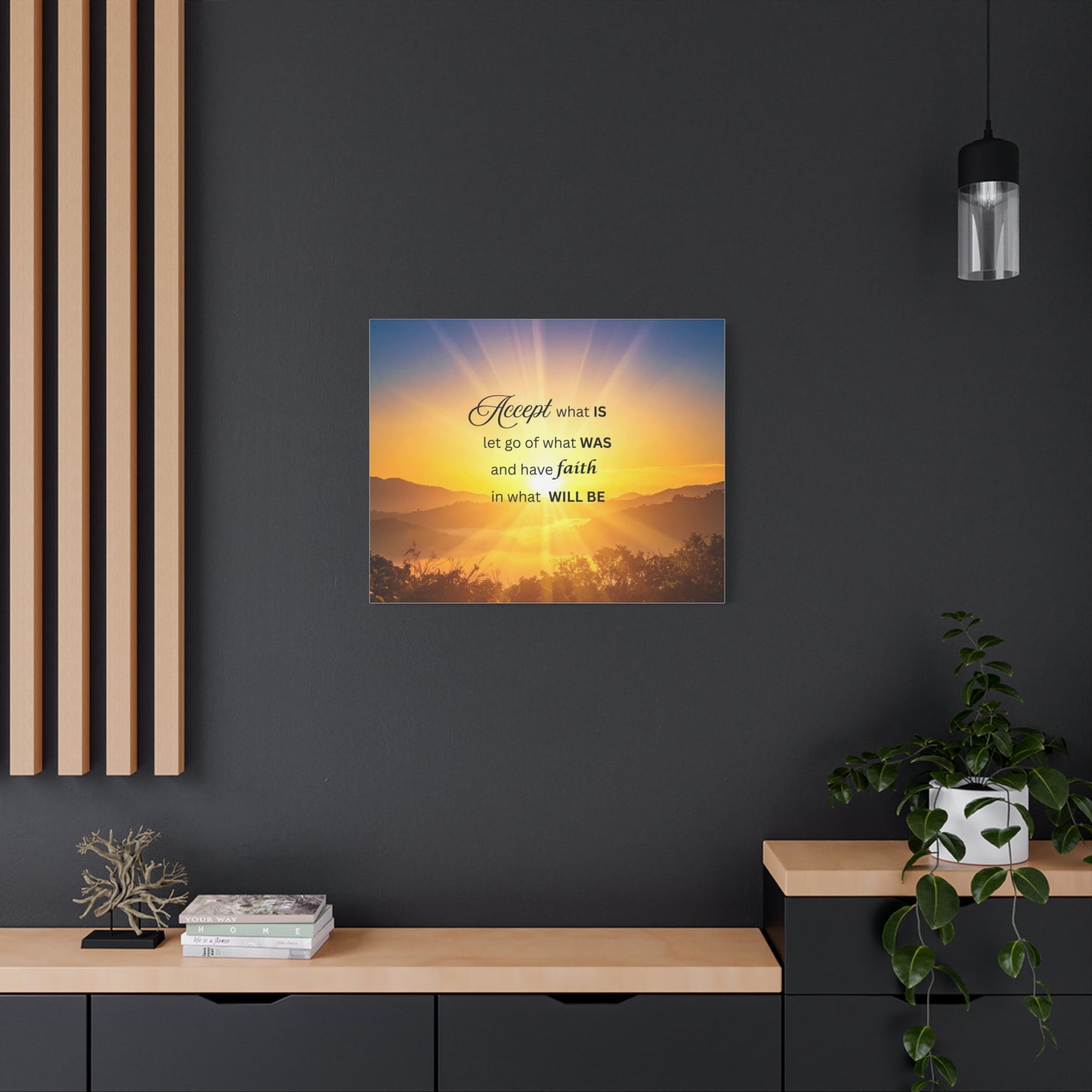 Accept What Is Inspirational Canvas Wall Art — Motivational Quote Sunrise Print