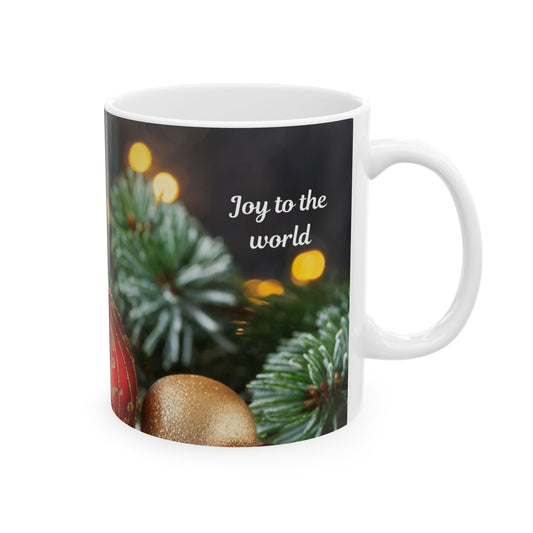 Christmas Ornament & Candle Ceramic Mug — Festive Holiday Coffee Cup (11oz, 15oz)