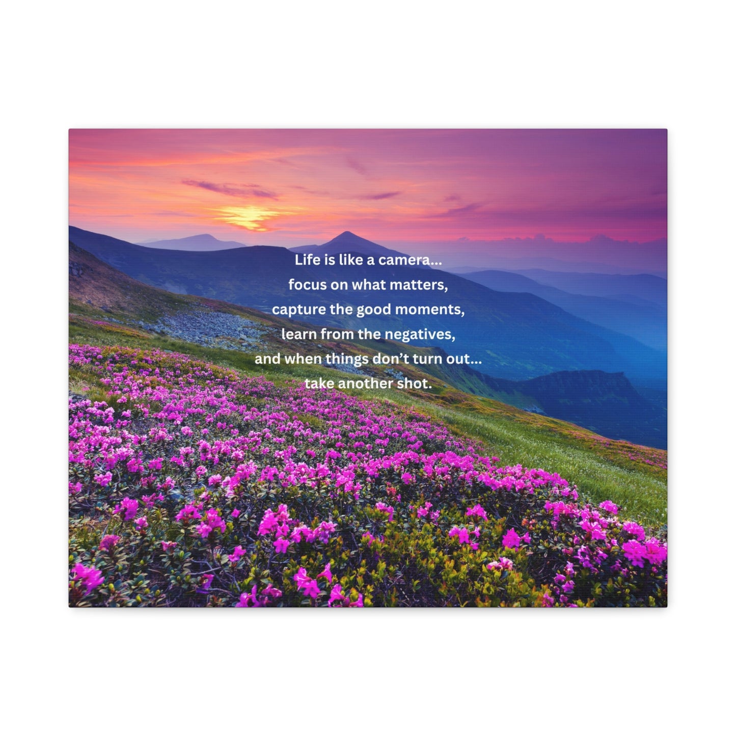 Inspirational Photography Quote Canvas — "Life is like a camera" Stretched Wall Art