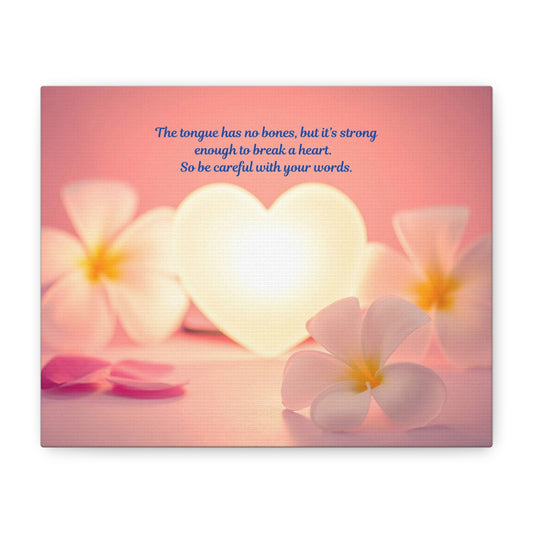 Heart Light Floral Canvas Wall Art – "Be Careful With Your Words" Inspirational Quote