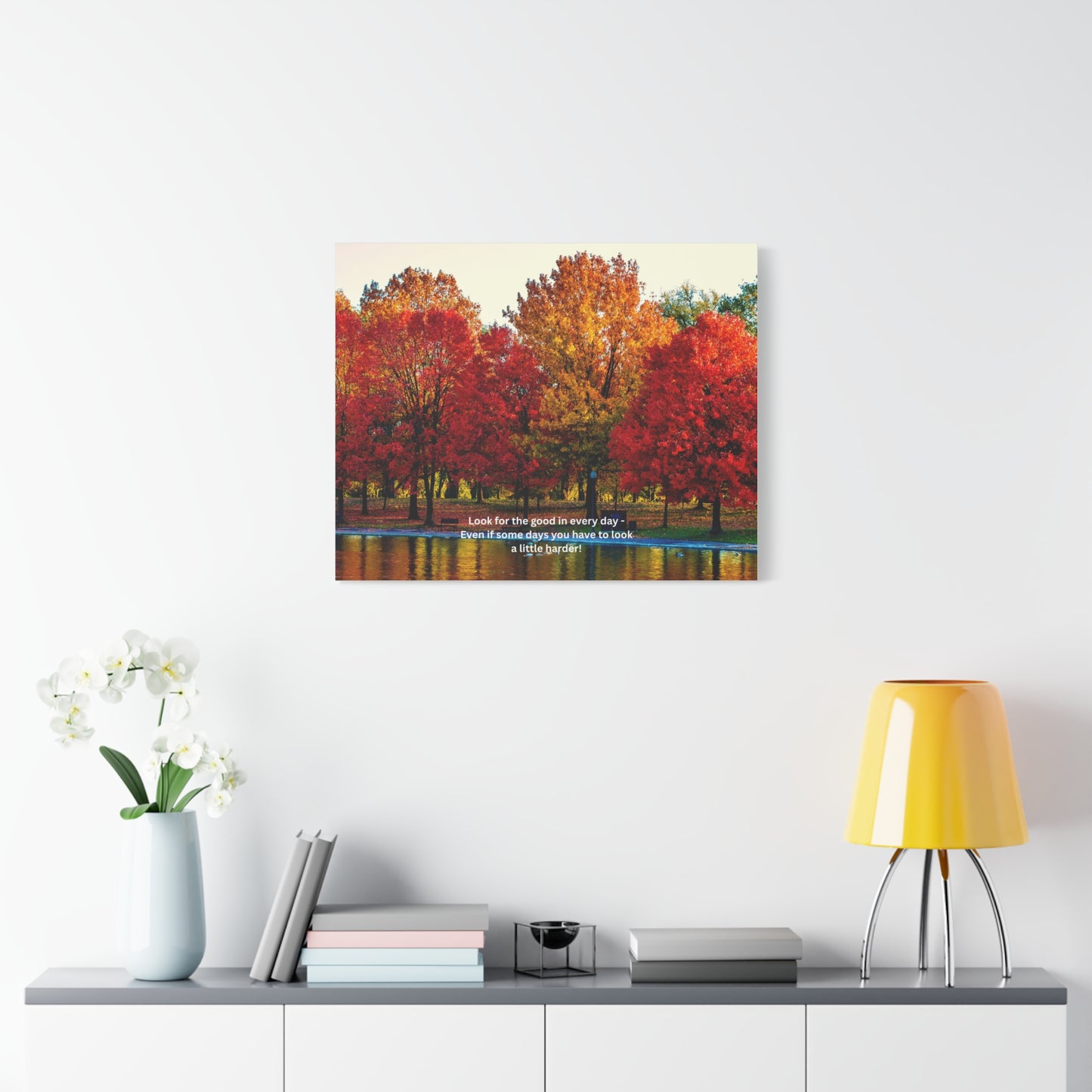 Inspirational Canvas Wall Art, Nature Decor, Positive Quote Print, Home Office Decoration, Fall Landscape