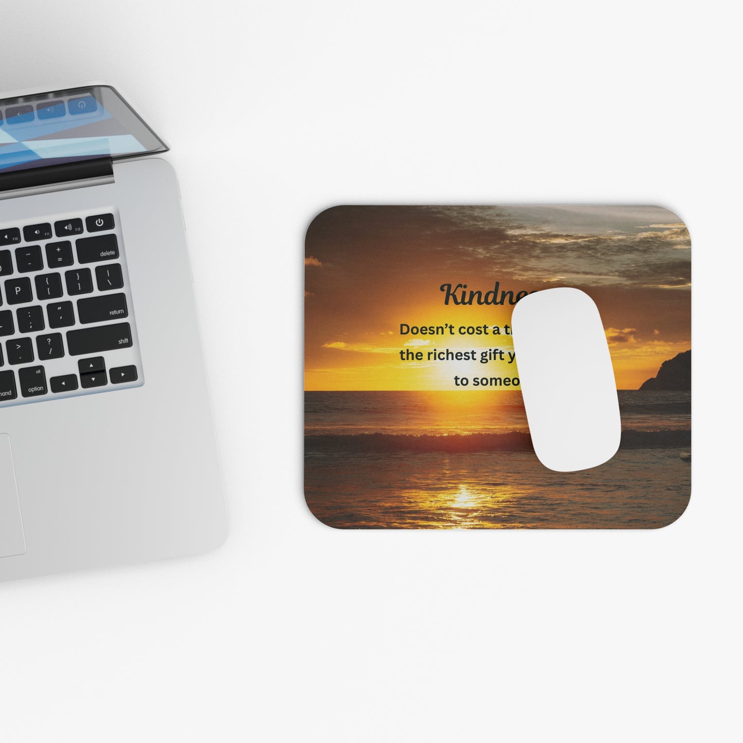 Kindness Quote Mouse Pad — Inspirational Sunset Desk Mat