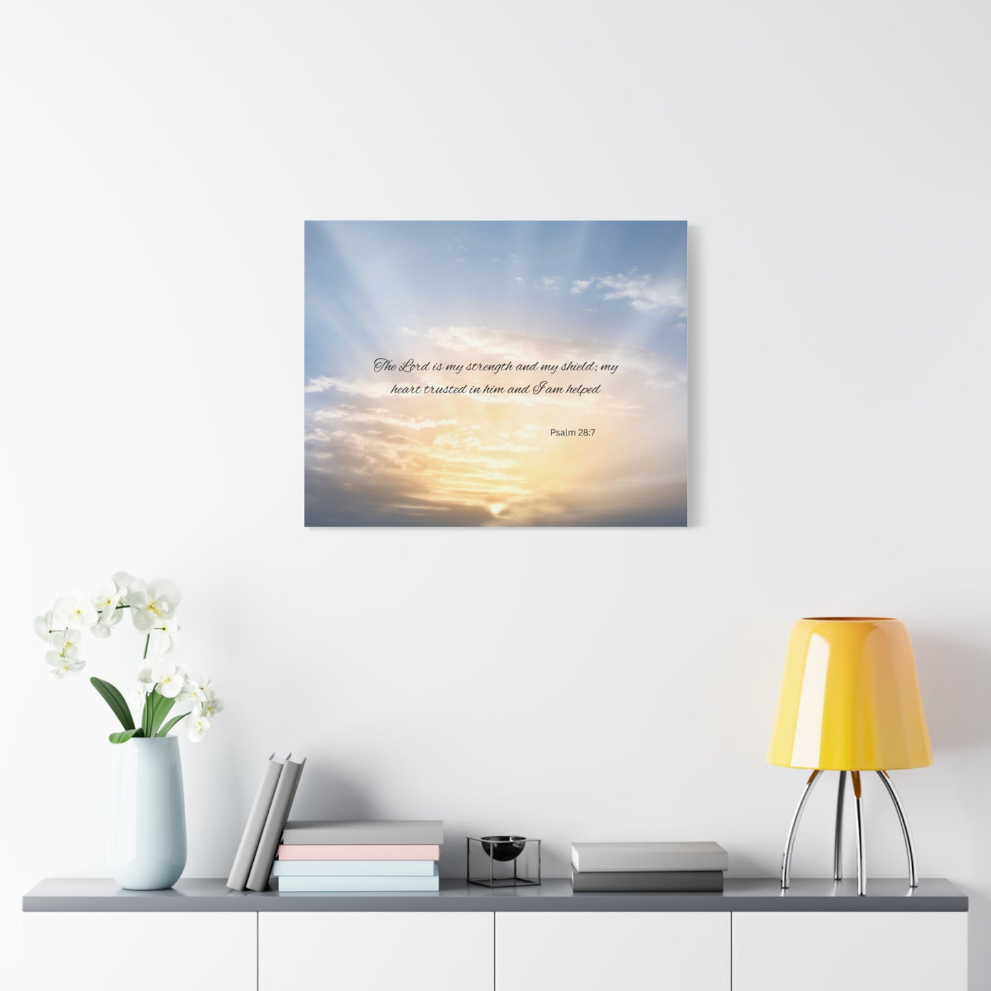 Inspirational Canvas Art, Motivational Wall Decor, Psalm 28:7 Print, Uplifting Home Decor, Gift for Faith