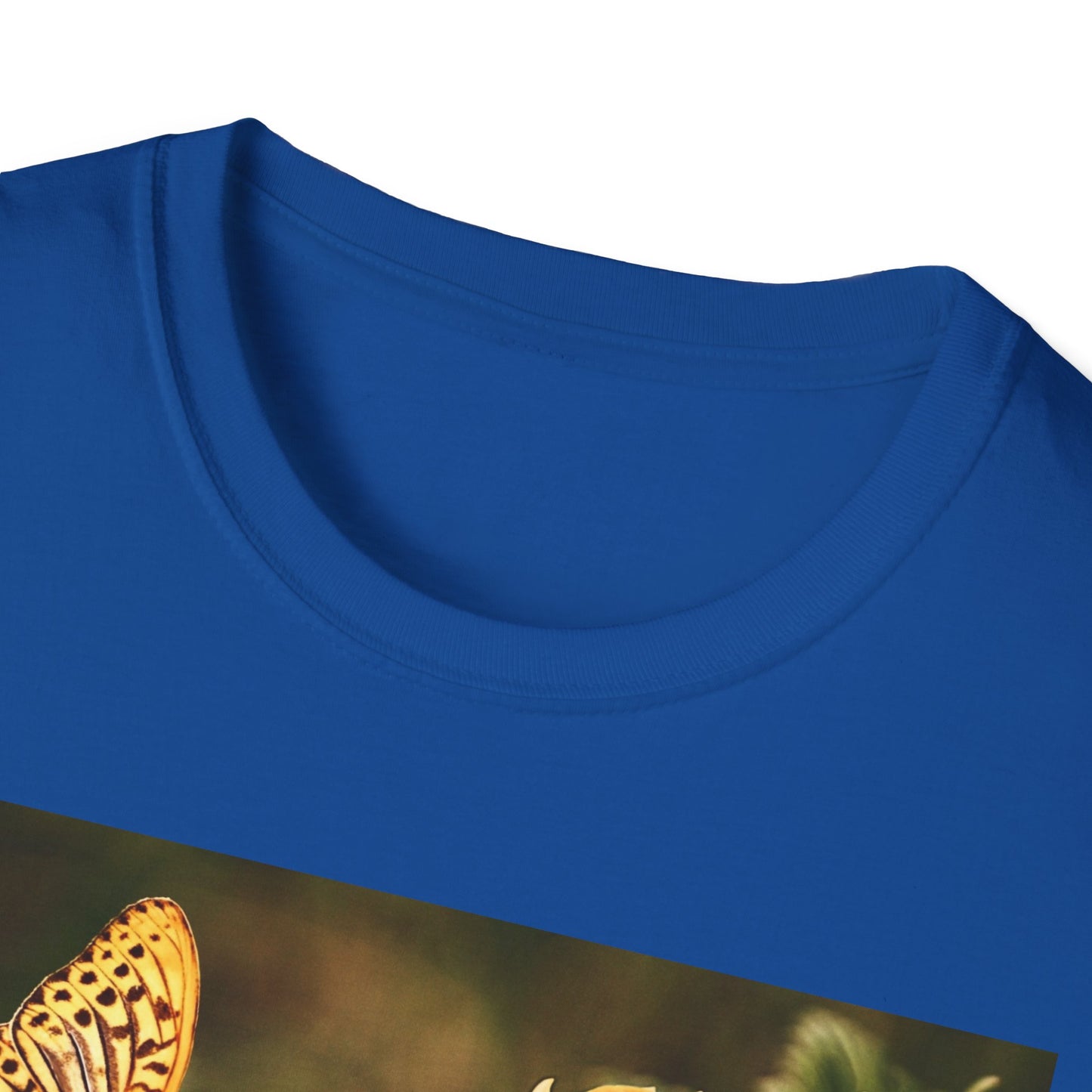 Butterfly & Flower  Softstyle T-Shirt, Nature Tee, Gift for Nature Lovers, Floral Art Shirt, Casual Wear, Summer Top