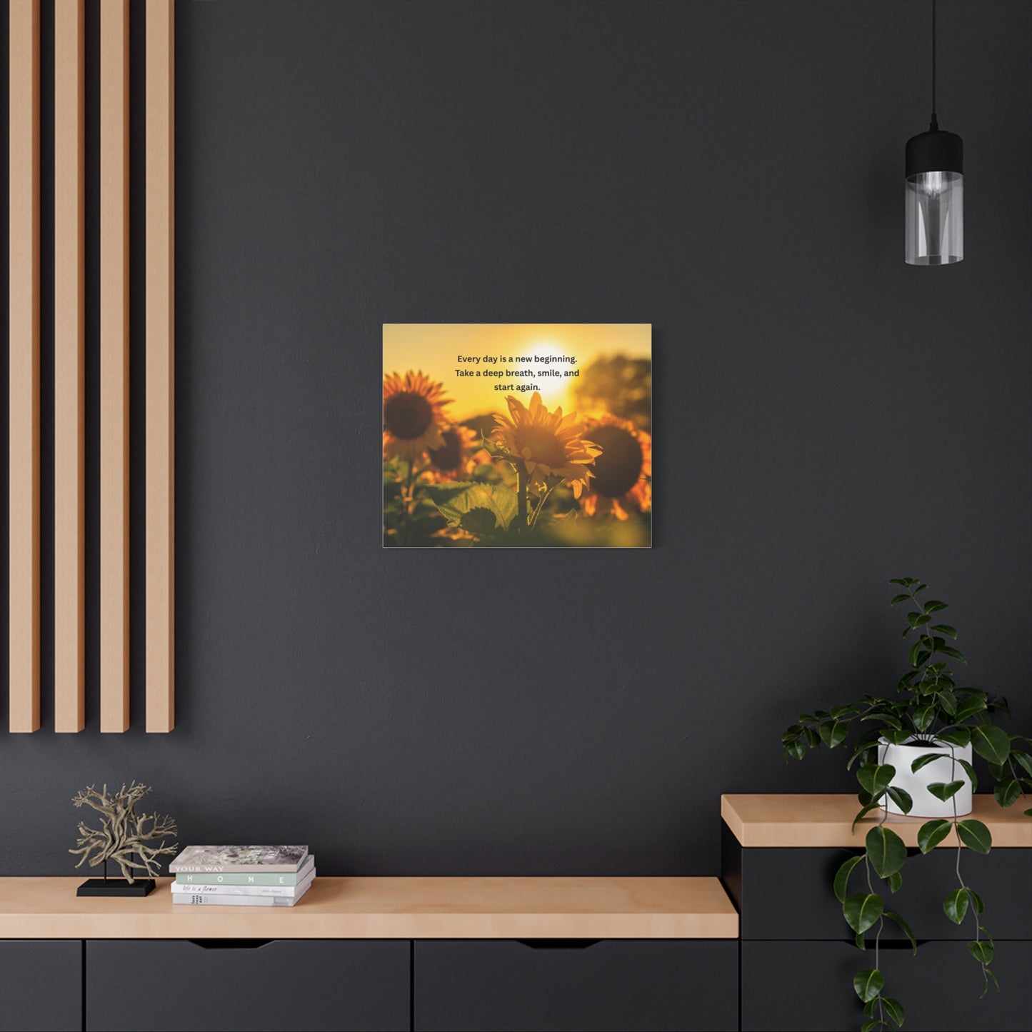 Sunflower Sunrise Canvas Print — "Every day is a new beginning" Inspirational Wall Art