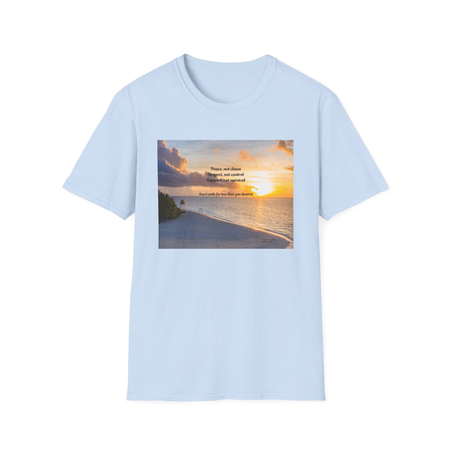 Sunset Serenity Quote T-Shirt, Inspirational Tee, Relaxation Shirt, Gift for Beach Lovers, Perfect for Summer,  Softstyle T-Shirt