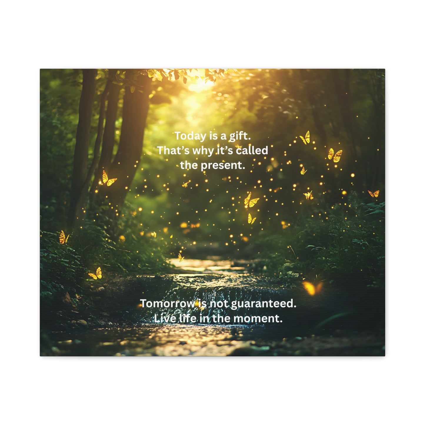 Inspirational Forest Canvas — "Today is a gift... the present" Wall Art