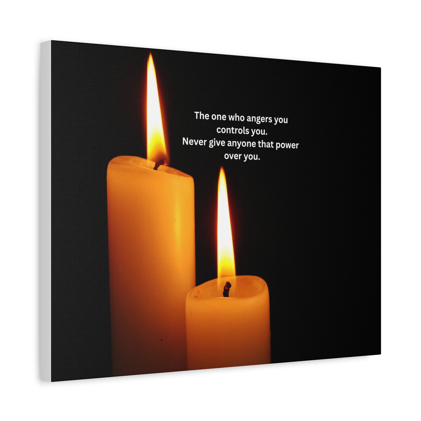 Inspirational Candle Canvas - "The one who angers you controls you" Wall Art