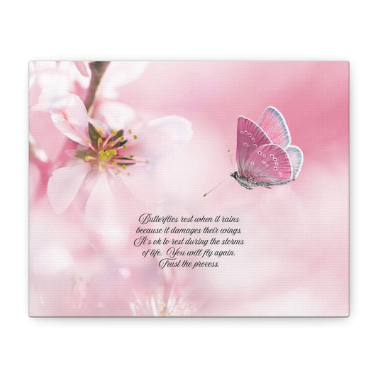 Pink Butterfly Canvas Wall Art, Inspiring Home Decor, Floral Artwork, Gift for Nature Lovers, Spring Decor