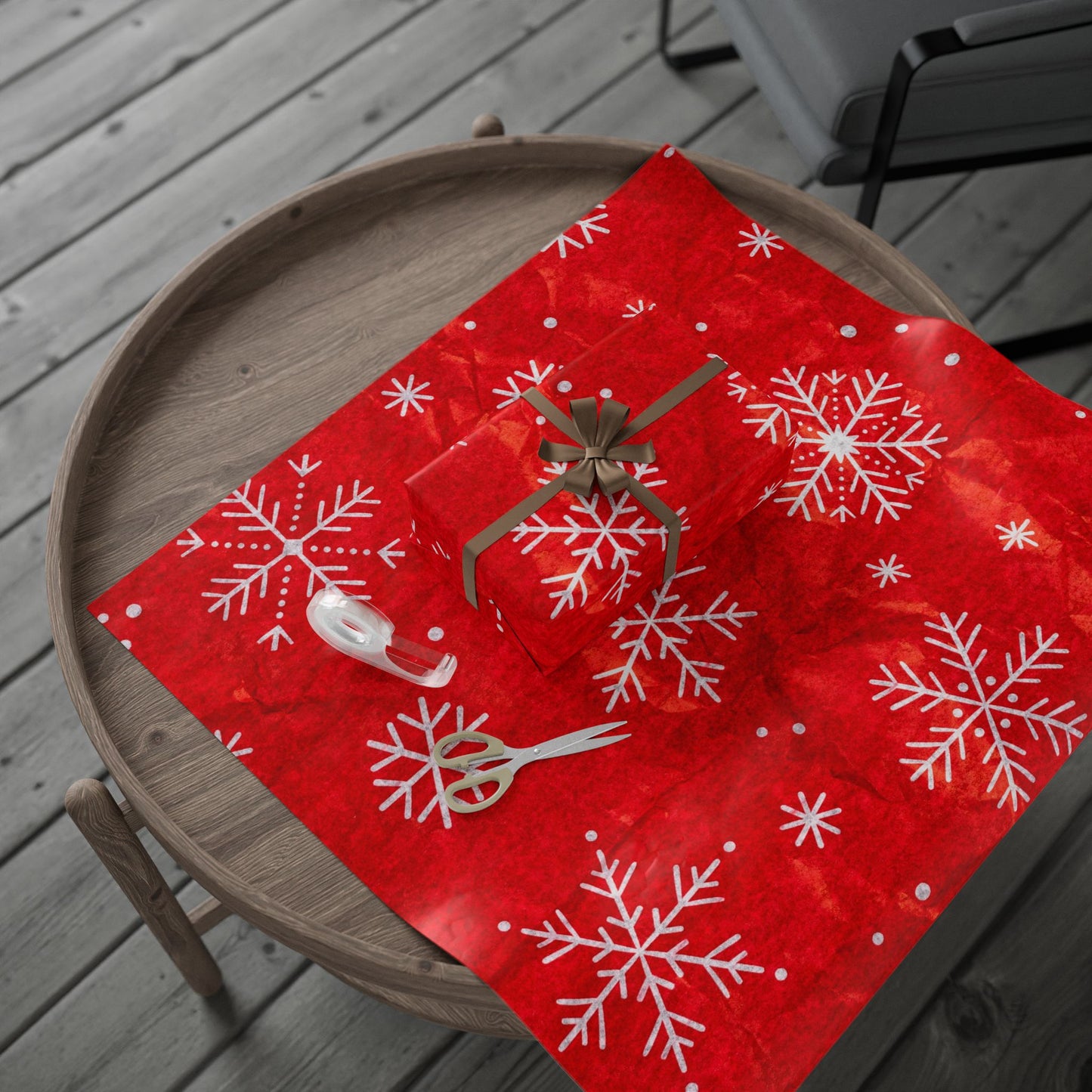 Holiday Snowflake Wrapping Paper Roll – Red Christmas Gift Wrap