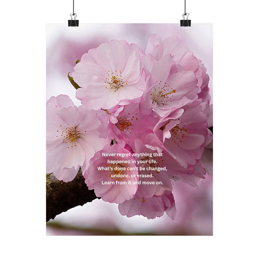 Matte Poster — Pink Cherry Blossoms with Inspirational Quote