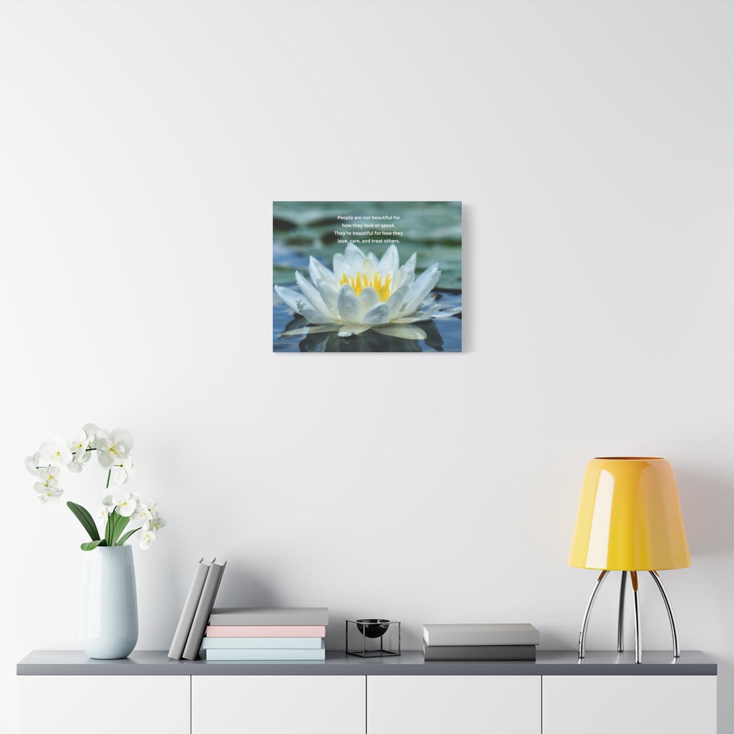 Lotus Wall Canvas – "People are not beautiful for how they look" Inspirational Quote Art