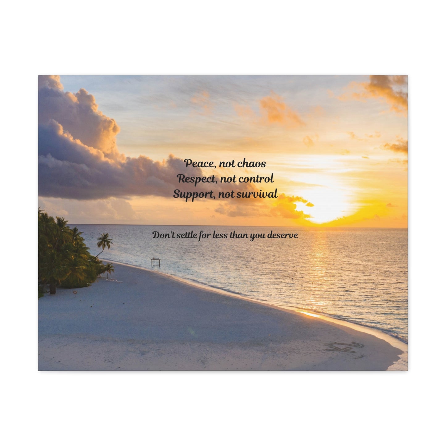 Inspirational Wall Art Canvas Print, Motivational Home Decor, Beach Sunset Art, Gift for Her, Positive Affirmation Decor