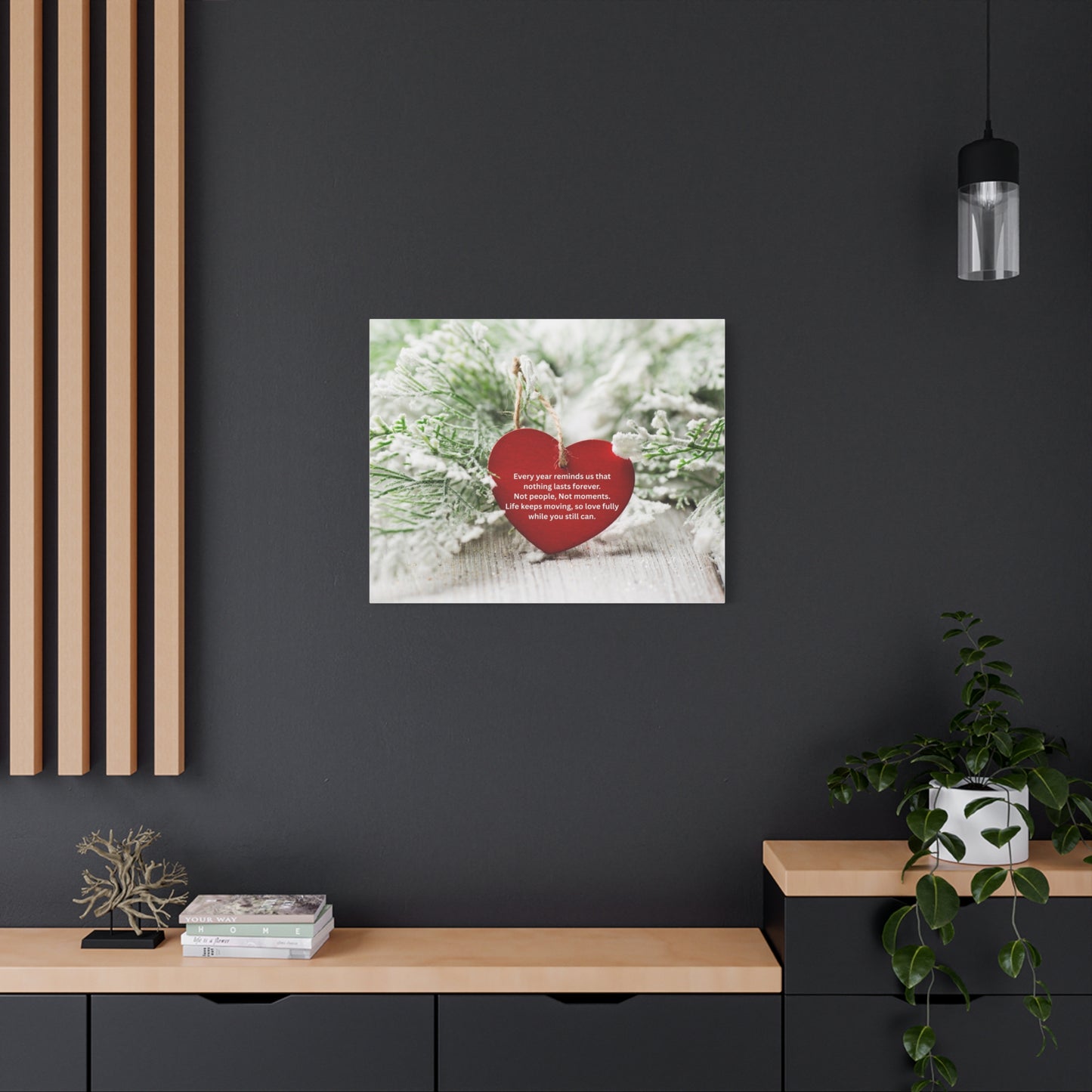 Canvas Wall Art - Red Heart Ornament with Inspirational Quote (Matte Stretched Canvas)