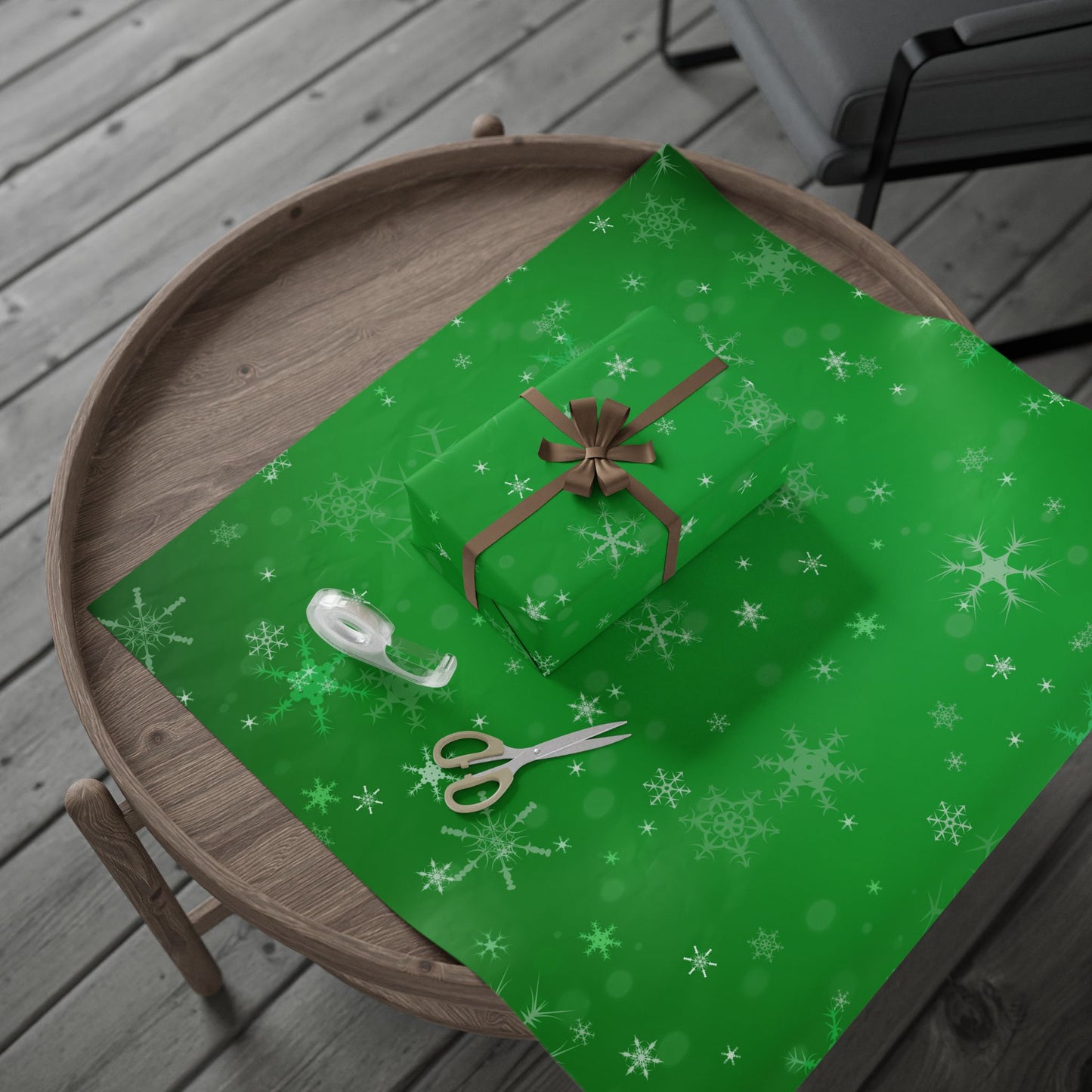 Festive Wrapping Paper Roll, Holiday Gift Wrap, Christmas, Birthday, Eco-Friendly Gift Wrap, Green Stars Design, Decorative Paper