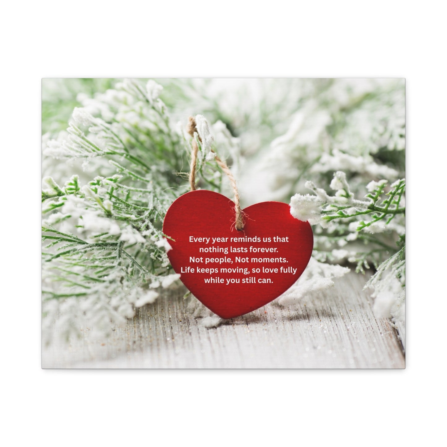 Canvas Wall Art - Red Heart Ornament with Inspirational Quote (Matte Stretched Canvas)