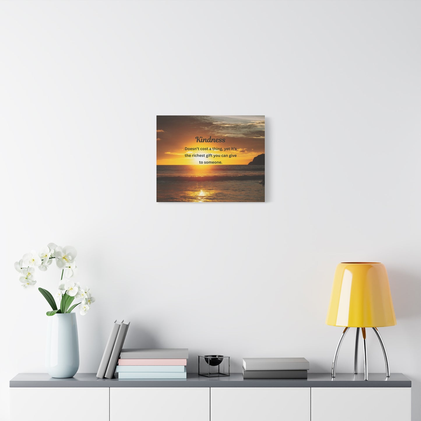 Kindness Quote Sunset Canvas Wall Art — Inspirational Matte Stretched Canvas