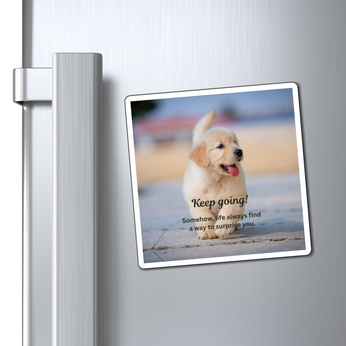 Inspirational Puppy Magnet — "Keep Going!" Motivational Fridge Décor