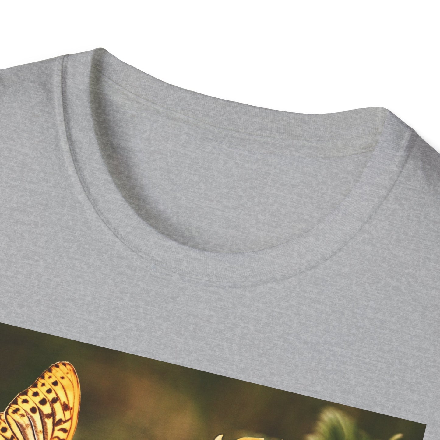 Butterfly & Flower  Softstyle T-Shirt, Nature Tee, Gift for Nature Lovers, Floral Art Shirt, Casual Wear, Summer Top