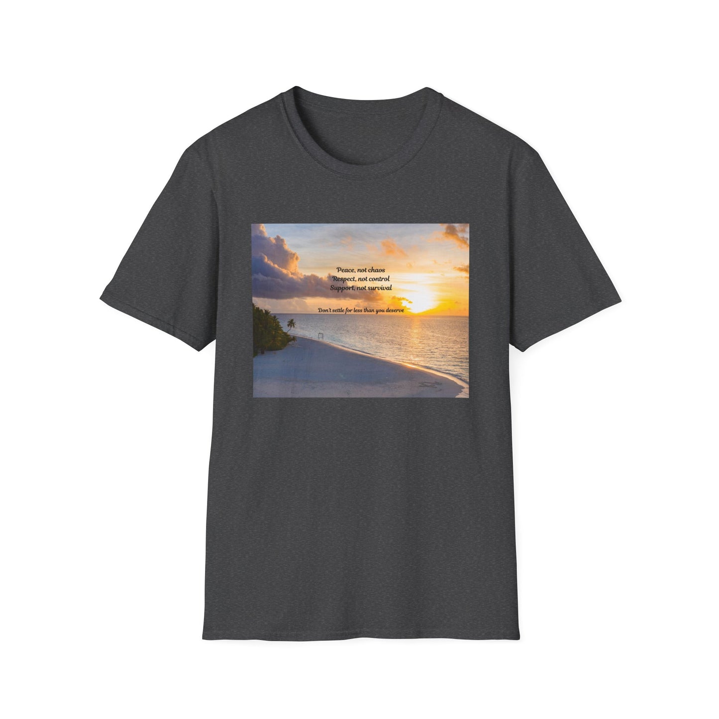Sunset Serenity Quote T-Shirt, Inspirational Tee, Relaxation Shirt, Gift for Beach Lovers, Perfect for Summer,  Softstyle T-Shirt