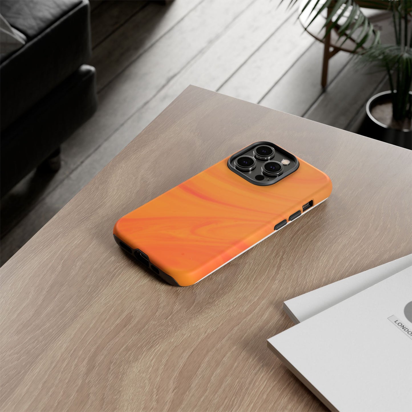 Tough Cases, Beautiful Orange Marble Design