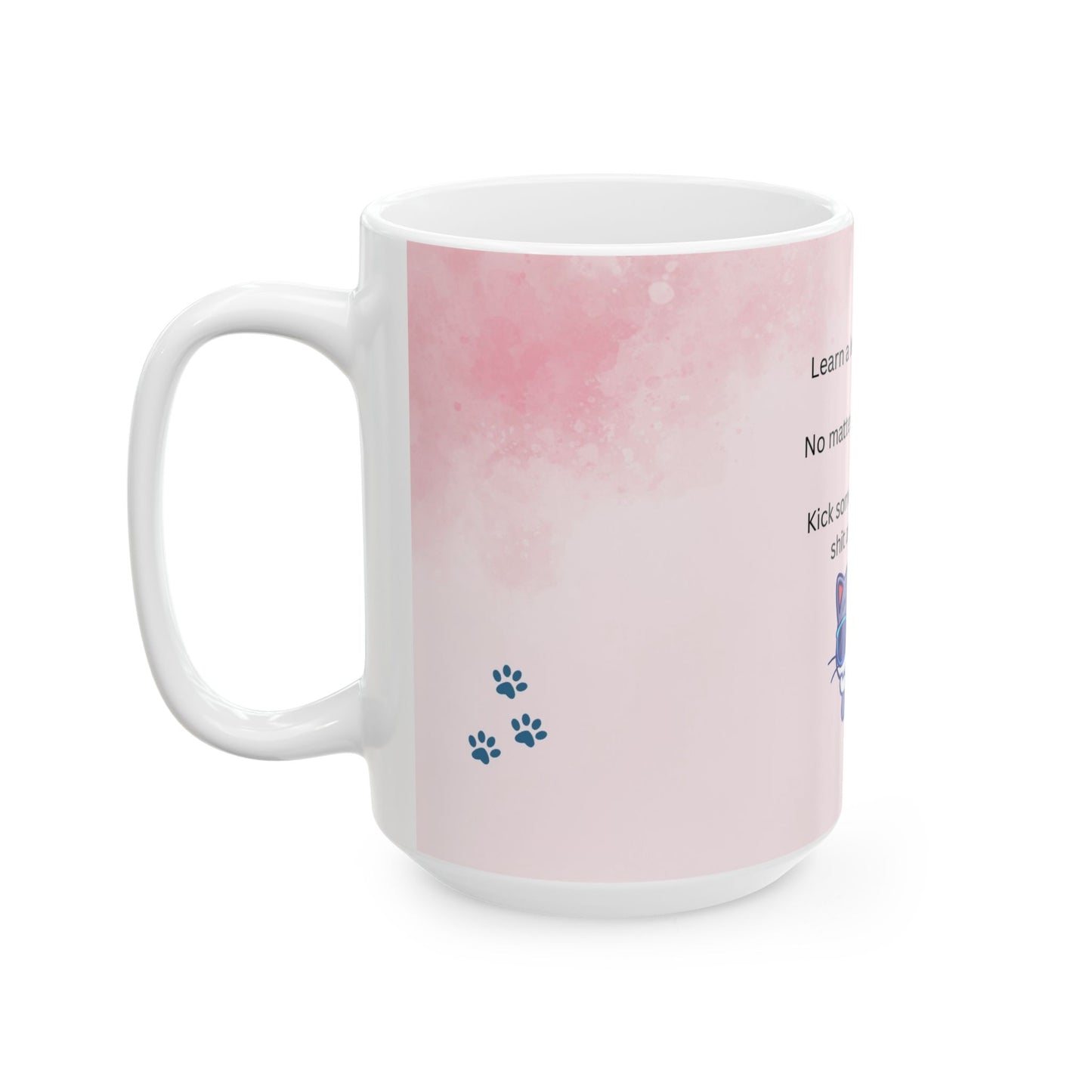 Inspirational Ceramic Mug | Cute Cat Design for Cat Lovers | Perfect Gift for Friends, Motivation, Self-Care, Birthday, Holiday
