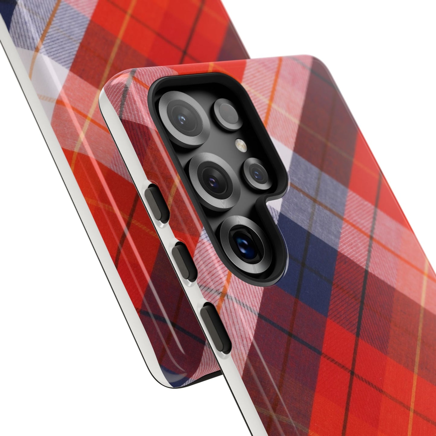 Tough Cases, Beautiful Red, White & Blue Plaid Design