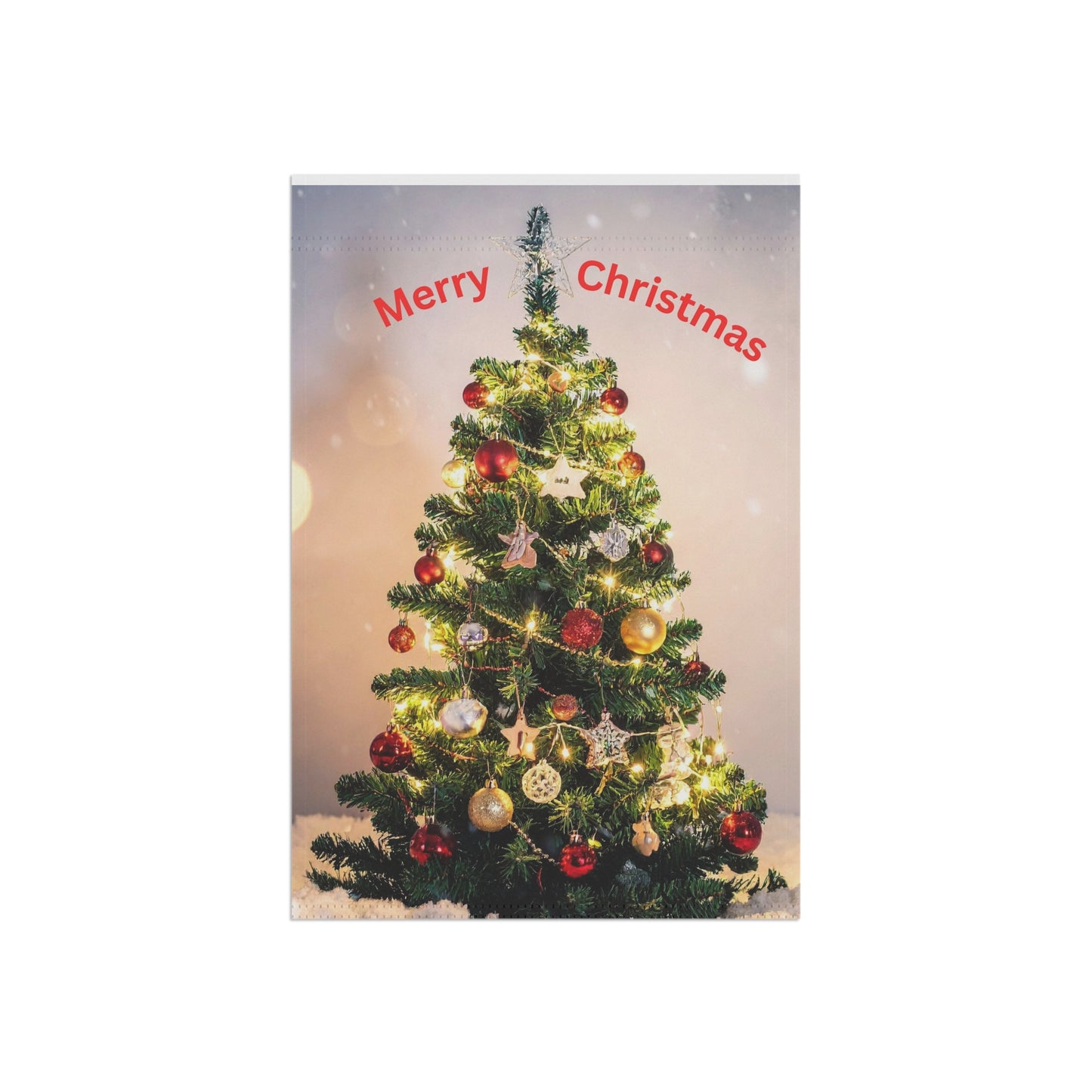 Merry Christmas Garden Flag — Holiday Outdoor Banner with Decorated Christmas Tree