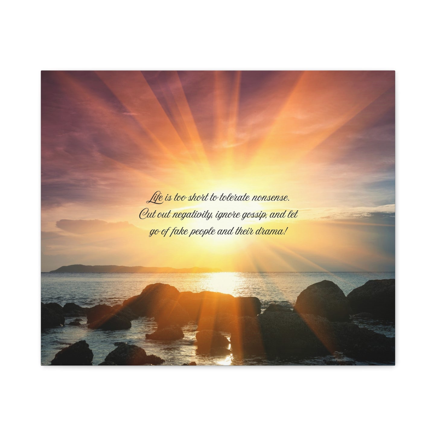 Inspirational Wall Art Canvas, Motivational Home Decor, Positive Quote Print, Beach Sunset Artwork, Gift for Friends