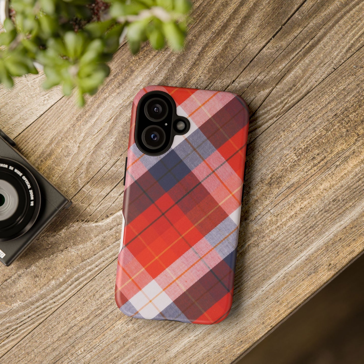 Tough Cases, Beautiful Red, White & Blue Plaid Design