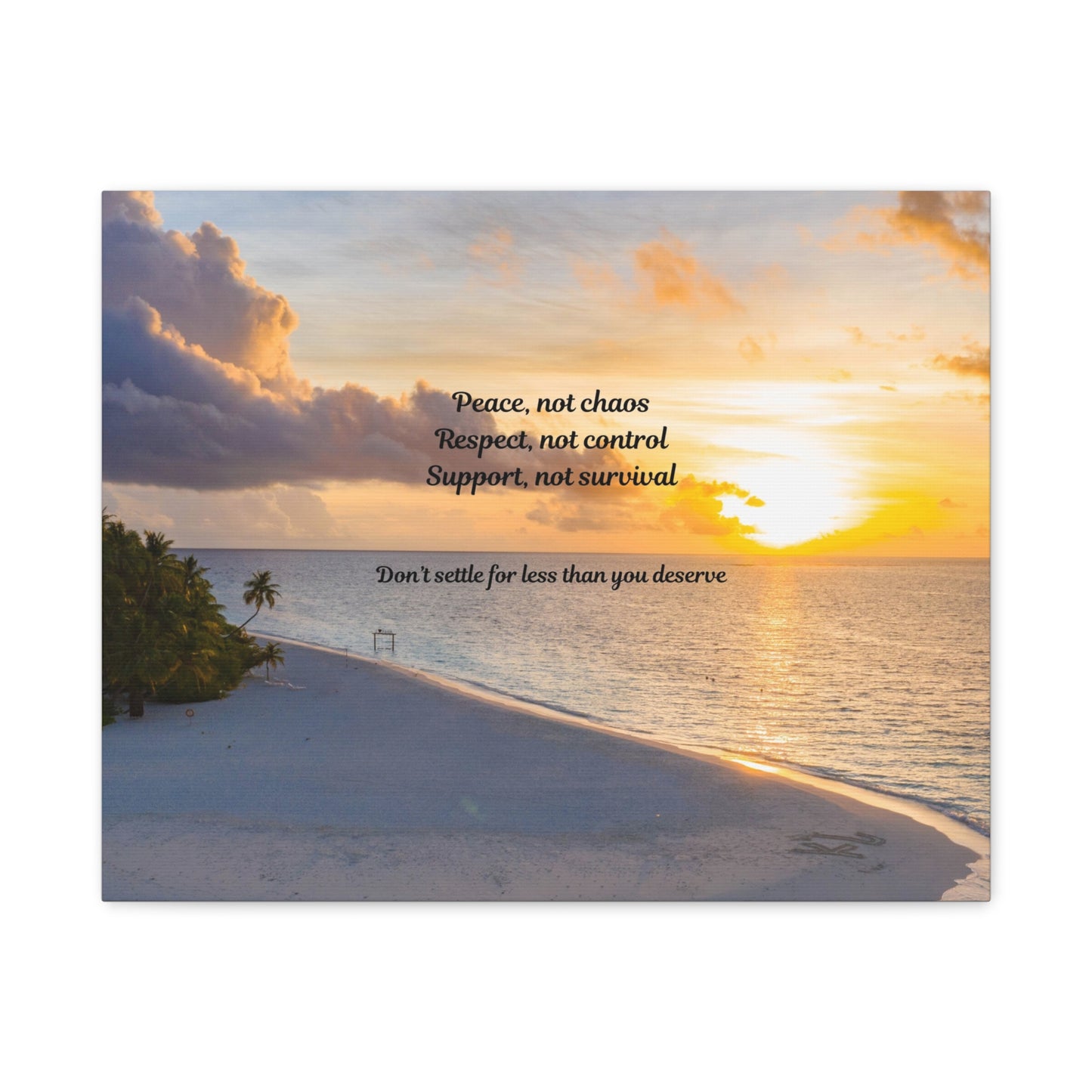 Inspirational Wall Art Canvas Print, Motivational Home Decor, Beach Sunset Art, Gift for Her, Positive Affirmation Decor