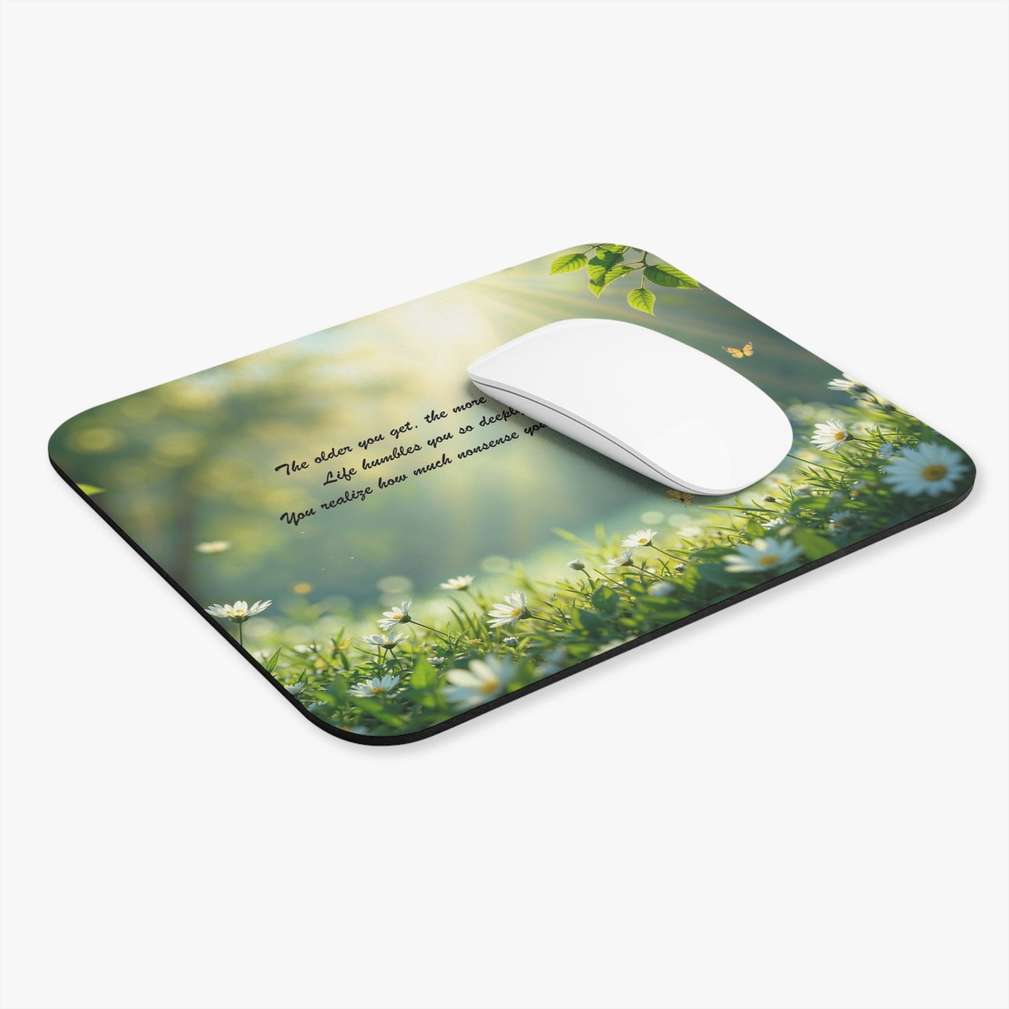 Sunlit Daisy Mouse Pad — Inspirational Quote Desk Mat