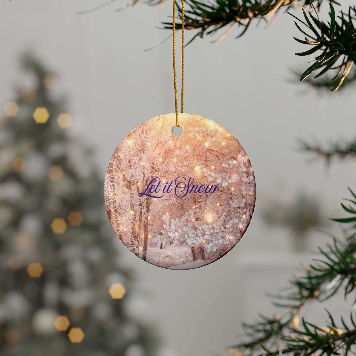 Ceramic Ornaments, Winter Decor, Let it Snow, Holiday Decor, Christmas Tree Ornaments, Double-Sided Decorations, Perfect Gift