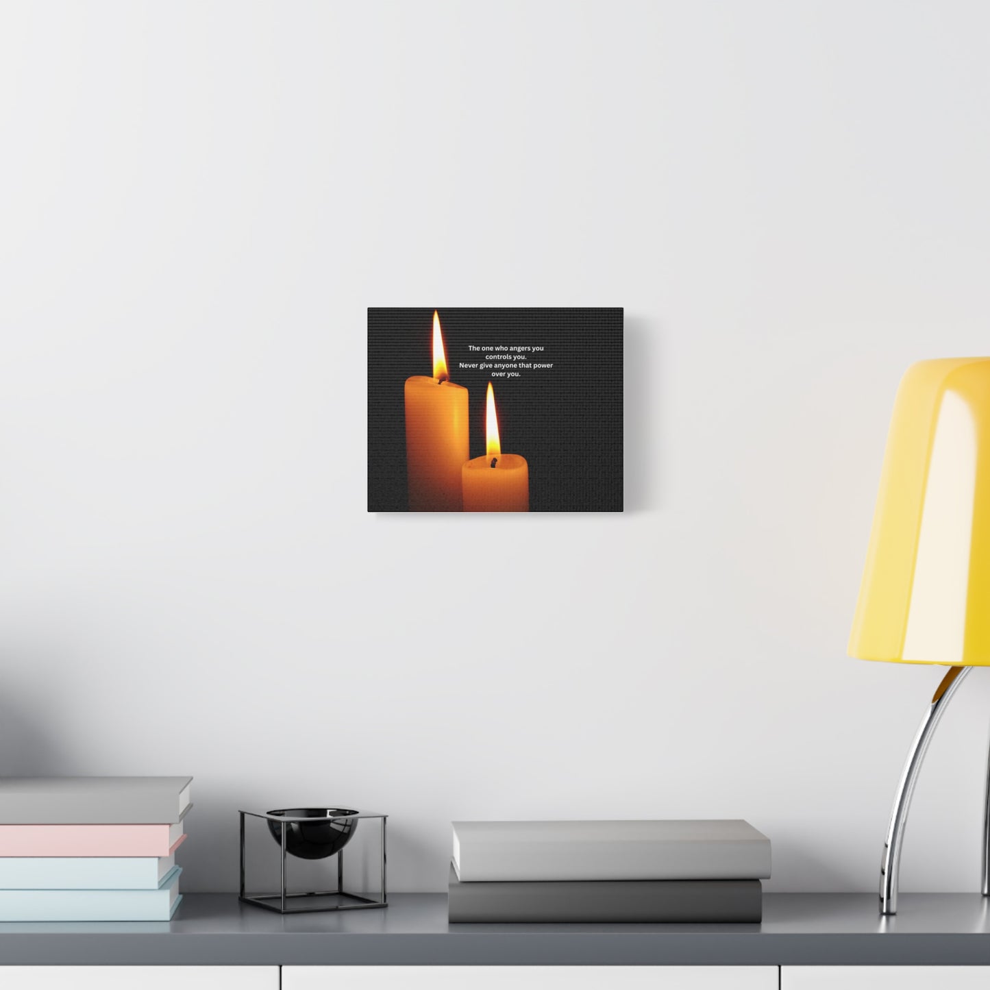 Inspirational Candle Canvas - "The one who angers you controls you" Wall Art