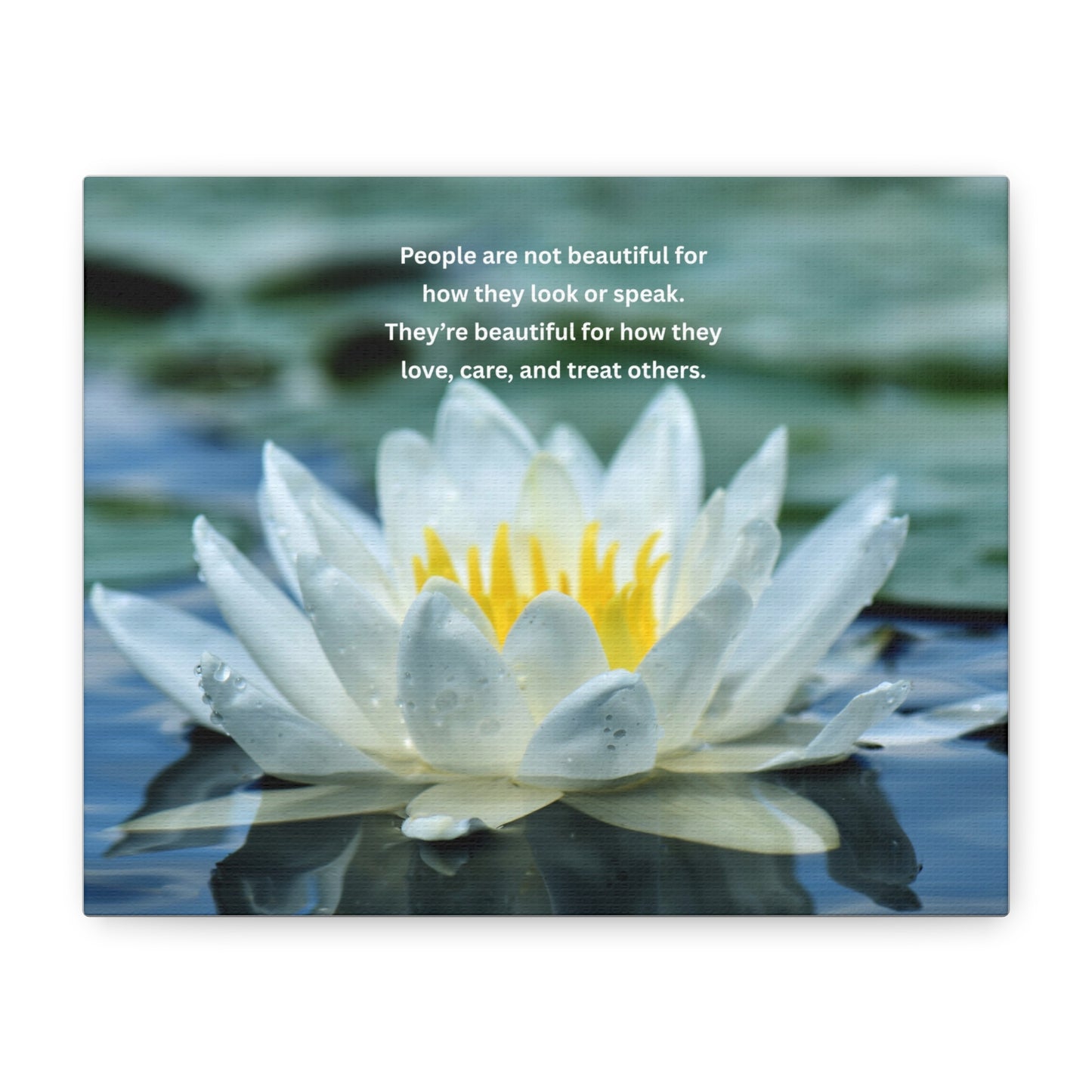 Lotus Wall Canvas – "People are not beautiful for how they look" Inspirational Quote Art